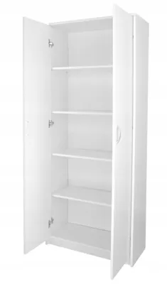 Image de Armoire multi-usages blanche 74cm de largeur 180cm de hauteur avec quatre étagères, armoire de classement armoire de ménage Organizer en bois MDF