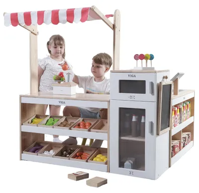 Obrázok produktu pre VIGA Drevená súprava stánok obchod supermarket XXL
