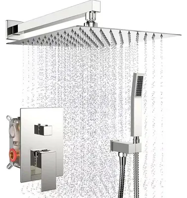 Duscharmaturen-Set mit Handbrause und Regendusche, Chrom