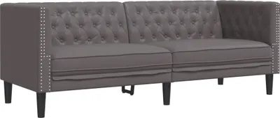 Produktbild von vidaXL Chesterfield-Sofa 3-Sitzer Grau Kunstleder