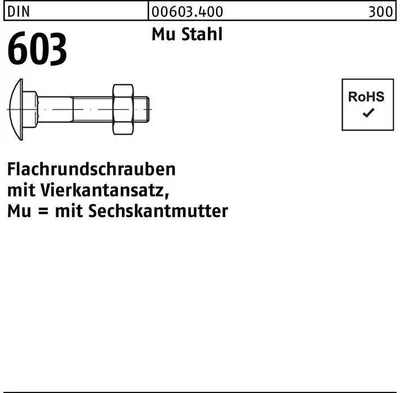 Produktbild von Reyher  Flachrundschrauben DIN 603 Mu St. M 12 x 90 (50 Stück)