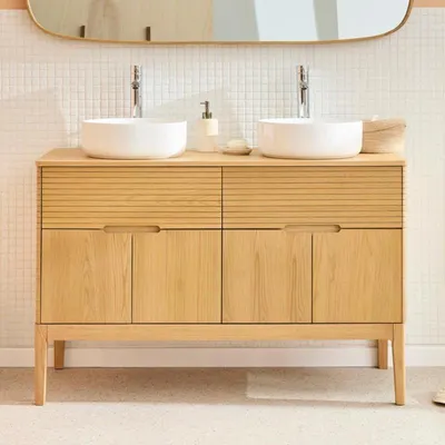 Image de Ensemble meuble double vasque ALASKA 120cm + vasque + robinet