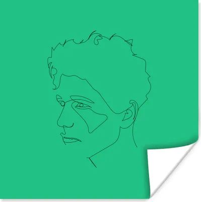 Produktbild von MuchoWow® Poster Gesicht - Mann - Strichzeichnung 100x100 cm - Babyzimmer