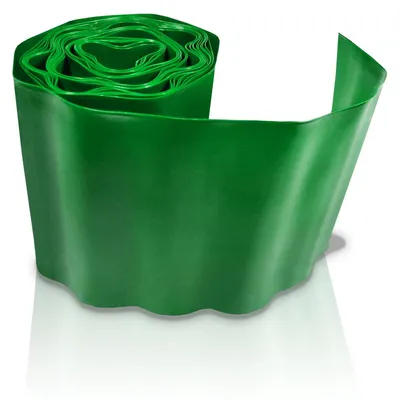 Produktbild von Grüne Rasenkante aus Kunststoff, 15 cm hoch, 9 m lang – biegsam, wetterfest