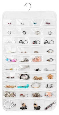Schmuck-Organizer mit 80 Fächern, weiß, 86x43 cm