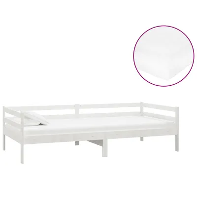 Image de vidaXL Lit de jour avec matelas 90x200 cm blanc pin massif