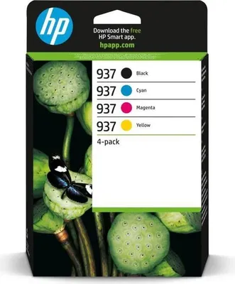 Image de Cartouche d'encre HP 937, Pack de 4, Noir Cyan Magenta Jaune, Rendement 3850 pages, OfficeJet Pro 9110 9120 9130 9720 9730