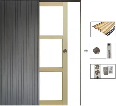 Immagine prodotto di Porta scorrevole in legno Ayous con vetro trasparente H204 x L83 cm, a scomparsa, kit finitura Gd Menuserie