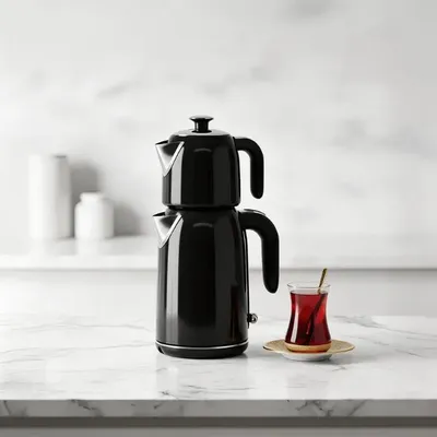 Image de Mulex Tea Express bouilloire à thé 2 en 1 1,7 L + 1,0 L acier inox 18/10 noir