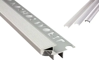 Produktbild von T-40 20° LED Alu Fliesenprofil Treppenprofil Stufen 12mm silber 1m klar
