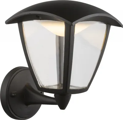 Immagine prodotto di Globo Lighting luce esterna alluminio pressofuso nero, plastica trasparente, IP44, LxH: 162x232mm, AL: 194mm, incl. LED 7W 230V, sorgente 680lm, uscita 360lm, 3000K