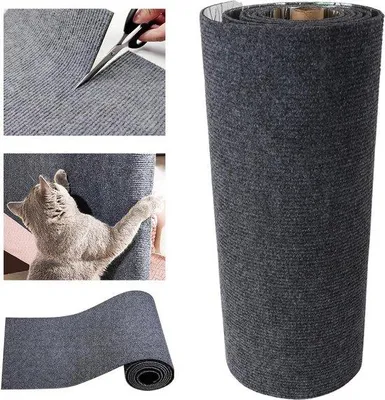 Produktbild von Famanu Katzenkrabmatte 40 cm x 200 cm - Dunkelgrau, selbstklebend