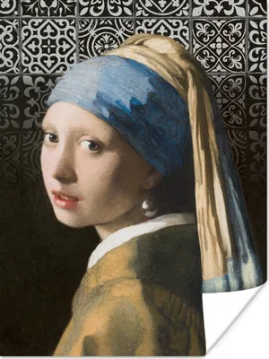 Produktbild von MuchoWow® Poster Das Mädchen mit dem Perlenohrring - Johannes Vermeer - Schnittmuster 120x160 cm - Wandbilder