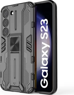 Obrázek produktu pro Pouzdro pro Samsung Galaxy S23 dvouvrstvé PC a TPU nárazuvzdorné pouzdro s bumperem a stojánkem černé