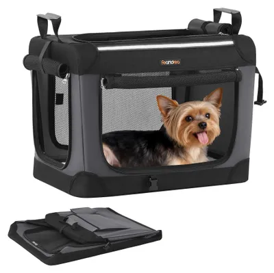 Produktbild von Hundebox - Faltbare Metall-Transportbox 50 cm - Für kleine Hunde - Auto-Transport - Vier Gittertüren - Tragegriff - Schwarz