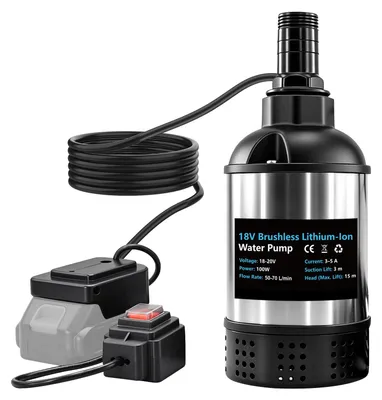 Imagen del producto de Bomba de agua compatible con batería de 18V, con una capacidad de 50-70 litros por minuto