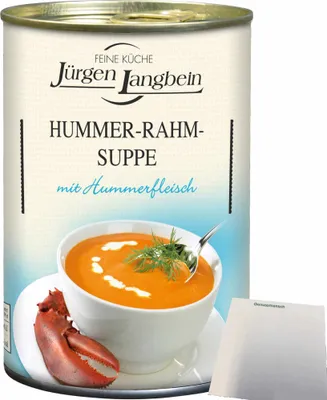 Produktbild von Jürgen Langbein Hummer Rahm Suppe mit Hummerfleisch (400ml Dose) + usy Block