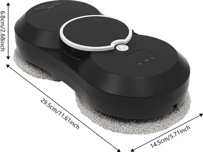 Image de Robot laveur de vitres intelligent - Aspirateur de vitres - Double pulvérisation d'eau - Télécommande - Pour la maison - Respect de l'environnement - Noir