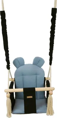 Produktbild von Babyschaukel mit Baumwollpolsterung und Ohren schwarz blau