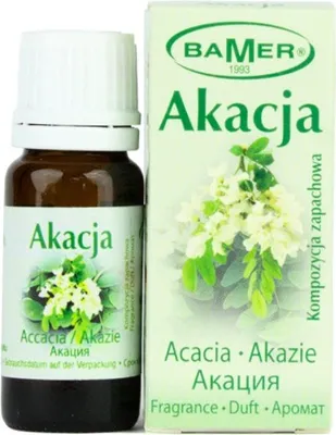 Produktbild von BAMER | Vonný olej v sklenenej fľaštičke 7 ml - Vôňa akácie - Vôňa do izby a aromaterapia - Ideálny na vonné tyčinky, masážne prísady