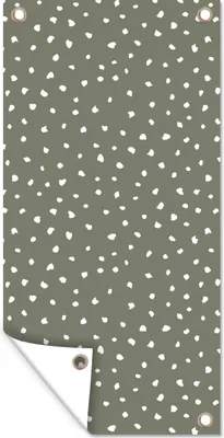 Produktbild von MuchoWow® 40x80 cm Outdoor-Poster Gartendeko Sichtschutz Garten Poster für den Garten  Polka dots - Grün - Weiß