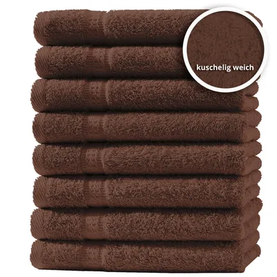 Produktbild von 8er Set Gästetücher Handtücher Duschtücher Badetücher Frottee 100% Baumwolle, Farbe:Braun, Größe:Gästetücher 30x50 cm