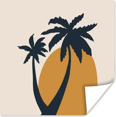 Produktbild von MuchoWow® Poster Palme - Pastell - Sonne - Orange 75x75 cm - Wand Dekoration