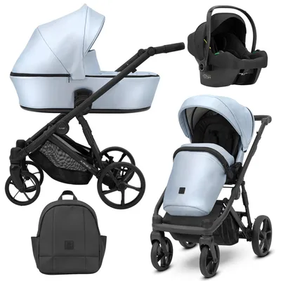 Immagine prodotto di Carrozzina Kunert ARIZO 3in1 in ecopelle blu con telaio nero