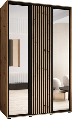 Produktbild von MEBLE KRYSPOL Sapporo 2 Schrank mit 3 Schiebetüren  - 205,2x160x60 cm - Artisan Schwarz Artisan