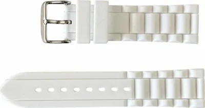 Image de Bracelet en silicone Buzzufy, blanc, 22mm avec boucle en acier inoxydable