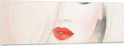Produktbild von Bilder auf glas - Frau Gesicht Lippen - 160x50cm - Glasbilder - Wandbilder - Kunstdruck - zum Aufhängen bereit - Wanddekoration aus Glas - Glas Bilder - Wandbild auf Glas - Einteilig - GAB160x50-3860