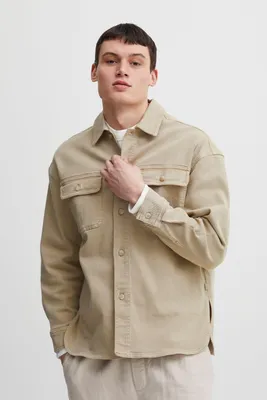 Produktbild von CASUAL FRIDAY CF0083 LS overshirt Herren Übergangsjacke Jacke Überhemd Hemdjacke Unifarben Twill-Optik Brusttaschen Hochwertige Baumwoll-Qualität