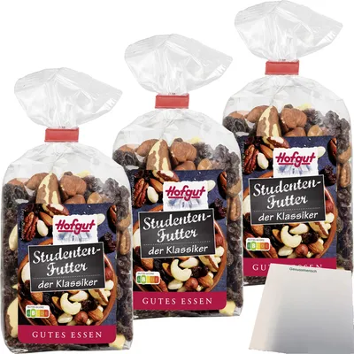 Produktbild von Hofgut Studentenfutter 3er Pack (3x200g Beutel) + usy Block