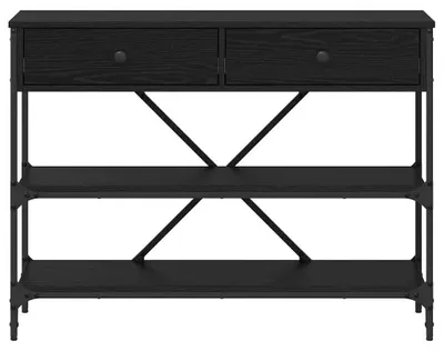 Obrázok produktu pre Konferenčný stolík – príborník – 2 zásuvky – 2 odkladacie plochy – drevená konštrukcia – 100 x 34,5 x 75 cm – armygreen (armádovo zelená)