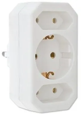 Obrázek produktu pro Hapena 43911, typ F, 2x typ C + typ F, rovný, bílý