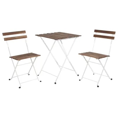 Produktbild von ProGarden 3-tlg. Bistro-Set Mattweiß-Braun