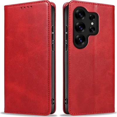 Produktbild von Handyhülle für Samsung Galaxy S26 Ultra Kunstleder Flip Cover Hülle Handytasche Case Kartenfach Farbe: Rot