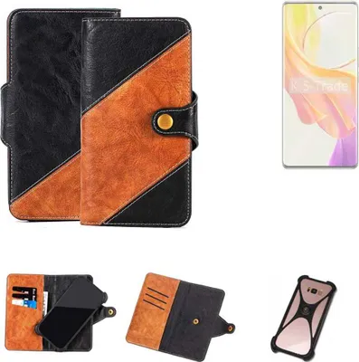 Produktbild von K-S-Trade Handyhülle Schutzhülle Bookstyle Case Wallet-Case kompatibel mit Vivo V29 Lite 5G Handy Cover Bumper Klapphülle schwarz hellbraun 1x