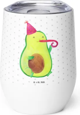 Produktbild von Mr. & Mrs. Panda Thermo Becher Avocado Feier - Weiß - Geschenk, Thermobecher, Tröte, thermosbecher, Geburtstag, Party, glühweinbecher, glühwein tasse, Gute Laune, kaffee