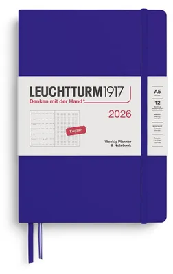 Produktbild von LEUCHTTURM1917 372705 Wochenkalender & Notizbuch Dotted Medium (A5) 2026, Ink, E