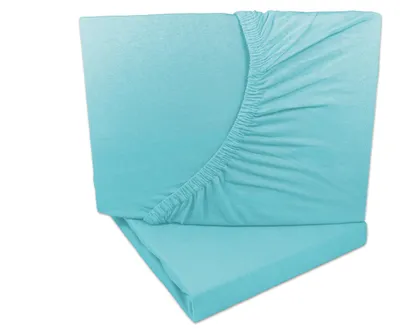 Produktbild von 2er Set Jersey Spannbettlaken Aqua / hellblau  90x200 - 100x200 cm 100% Baumwolle