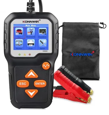 Zdjęcie produktu dla Tester Akumulatorów Konnwei KW650 LCD Miernik Cyfrowy 6V 12V Polskie Menu