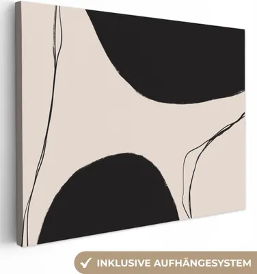 Produktbild von MuchoWow® - Leinwandbilder - Pastell - Schwarz - Minimalismus, Wandbild, Wanddeko Bilder Wohnzimmer, 120x90 cm