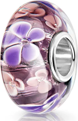Produktbild von MATERIA by Matthias Wagner Glas Bead lila Blumen Anhänger für Armband 1486