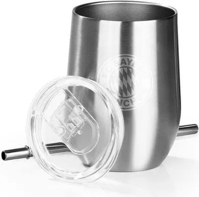 Produktbild von FC Bayern München Edelstahl-Getränkebecher inkl. Trinkhalm - 350 ml