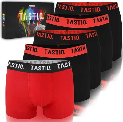 Obrázek produktu pro TASTIQ - 5 kusů pánských boxerek bavlna červená černá