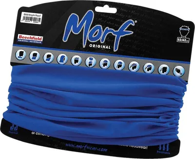Product packaging for a blue neck gaiter/scarf.
