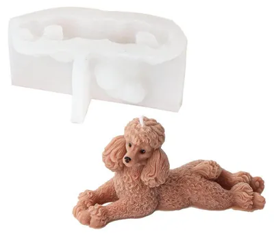 Image de Moules en silicone en forme de chien 3D, pour la fabrication de bougies, de savons, de décorations pour gâteaux, de chocolats et de bougies en cire de soja