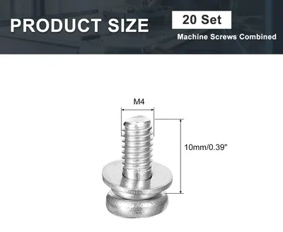 Produktbild von 20 Stš¹ck Linsenkopfschrauben Kreuzschlitz M4 x 10mm Rundkopfschrauben mit Federring und Unterlegscheiben, 304 Edelstahl Gewindeschrauben fš¹r Holz Weichmetall Reparatur