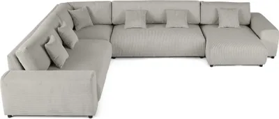 Image de Lisa Design Garance - canapé modulable d'angle gauche - 8 places - en velours côtelé , Gris clair